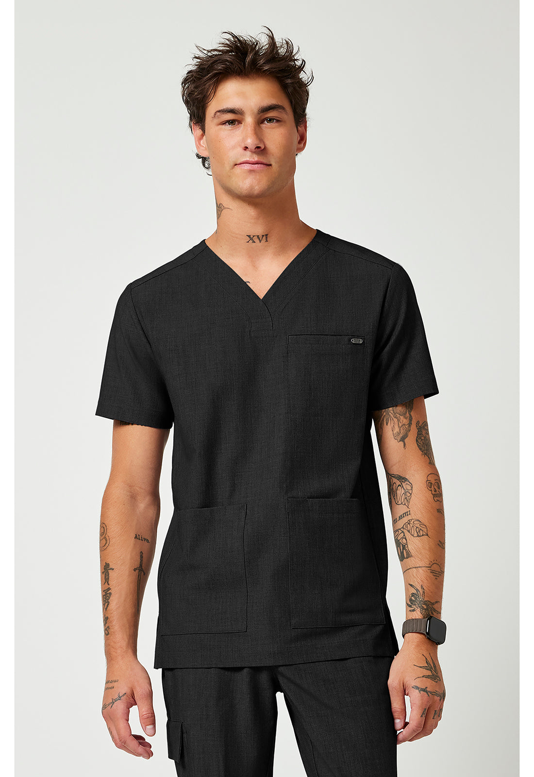 Quest HH753 Men's V-Neck Scrub Top Black