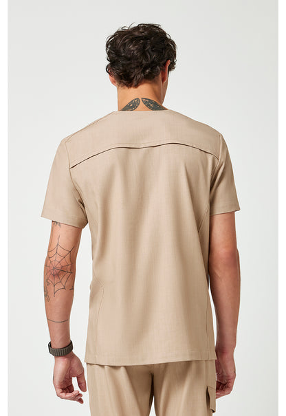 Quest HH753 Men's V-Neck Scrub Top Desert Taupe