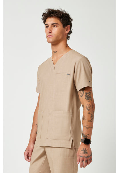 Quest HH753 Men's V-Neck Scrub Top Desert Taupe