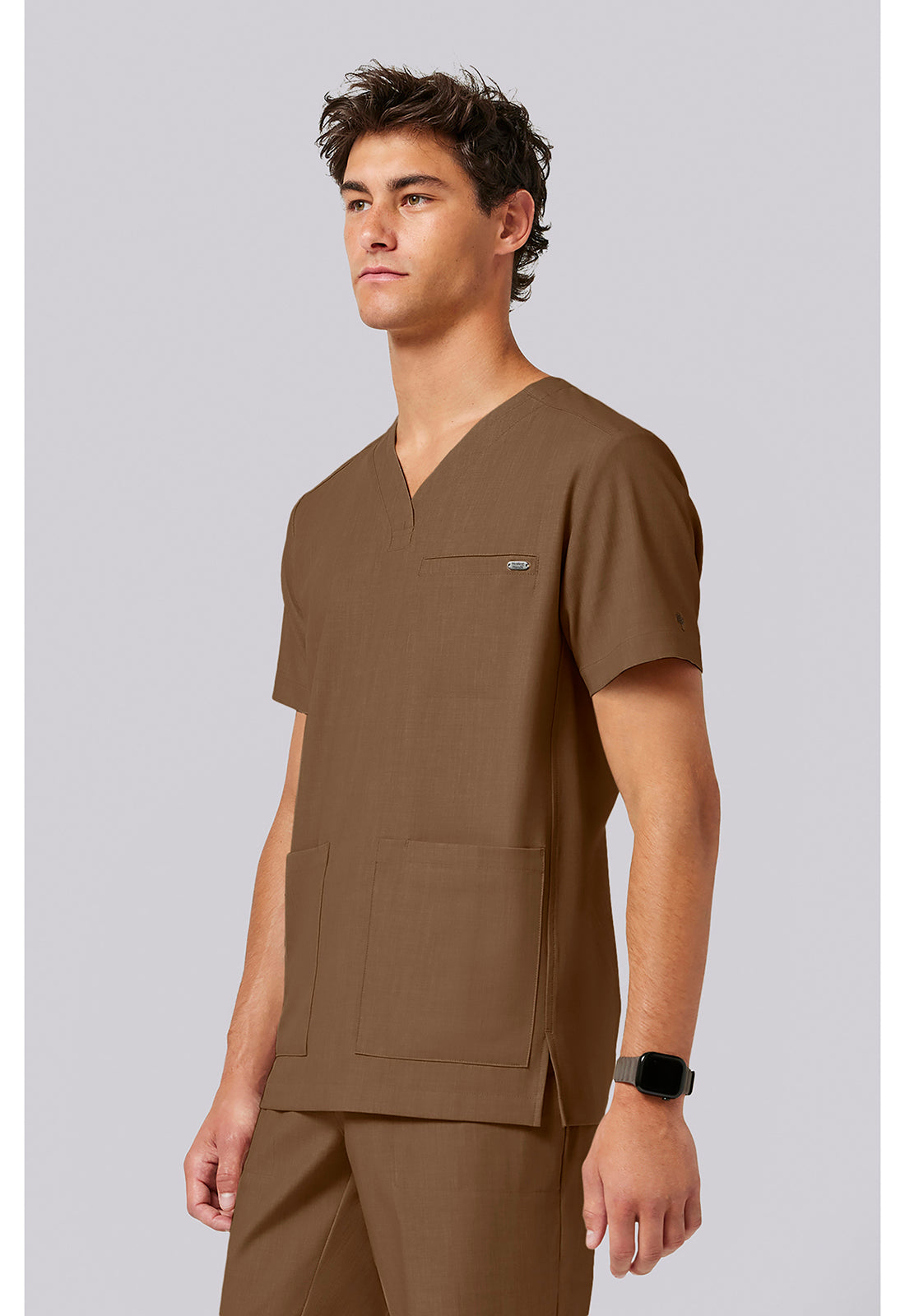 Quest HH753 Men's V-Neck Scrub Top French Brown