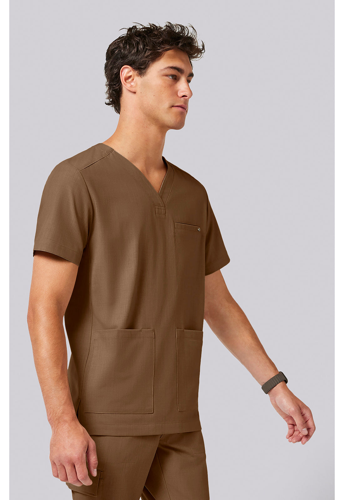 Quest HH753 Men's V-Neck Scrub Top French Brown