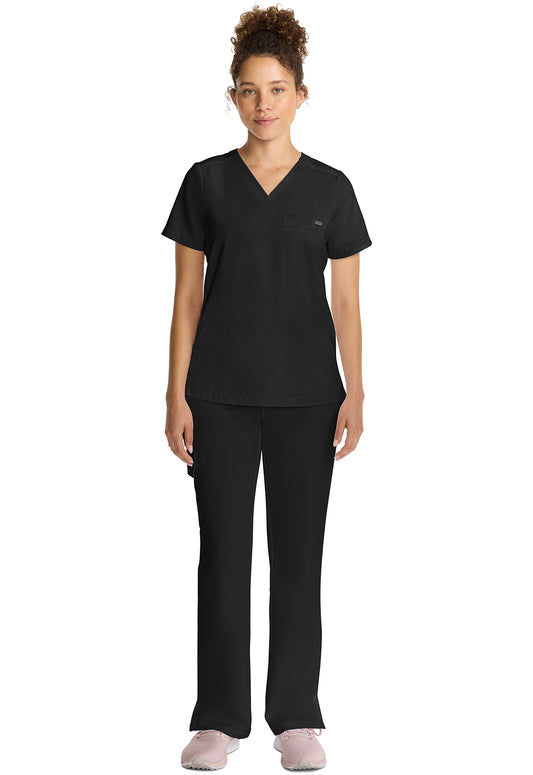 Quest HH755 Women's Tuck-in V-Neck Scrub Top Black