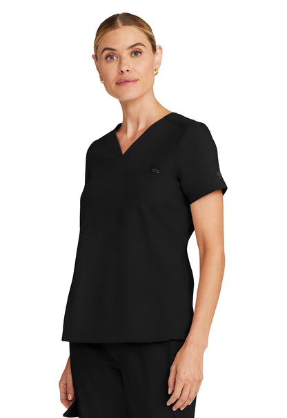 Healing Hands Model Image Women's Tuck-in V-Neck Top In Color Black Image 2