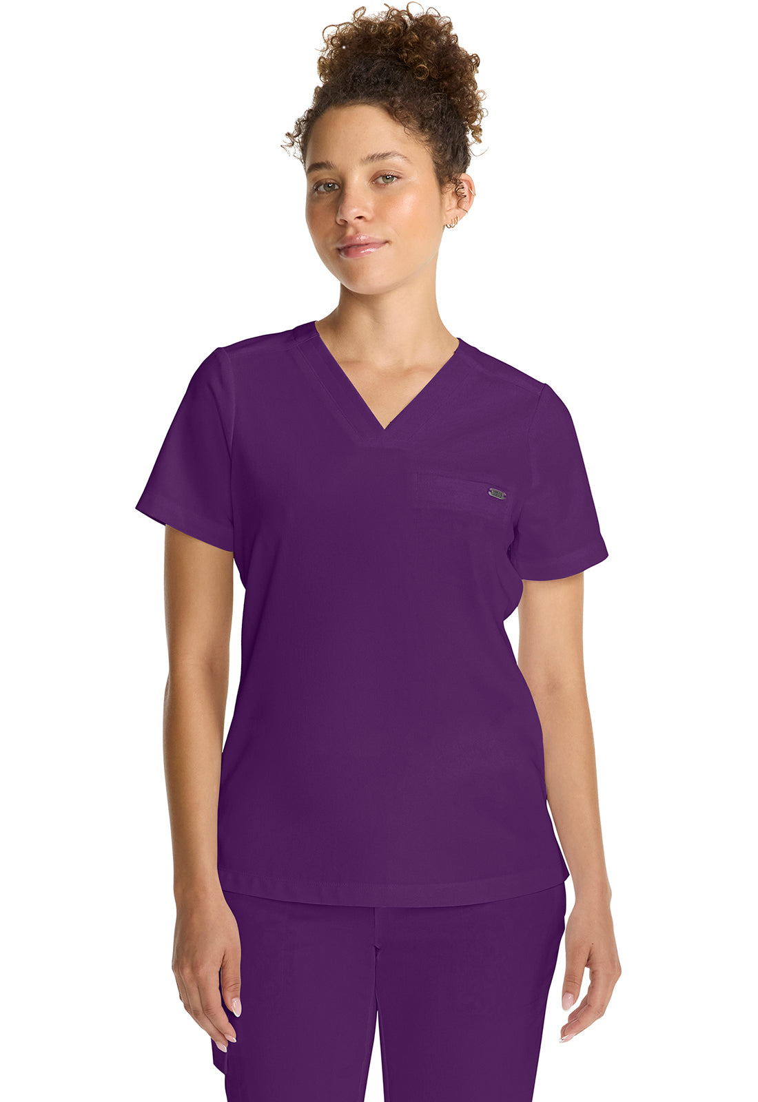 Quest HH755 Women's Tuck-in V-Neck Scrub Top Eggplant