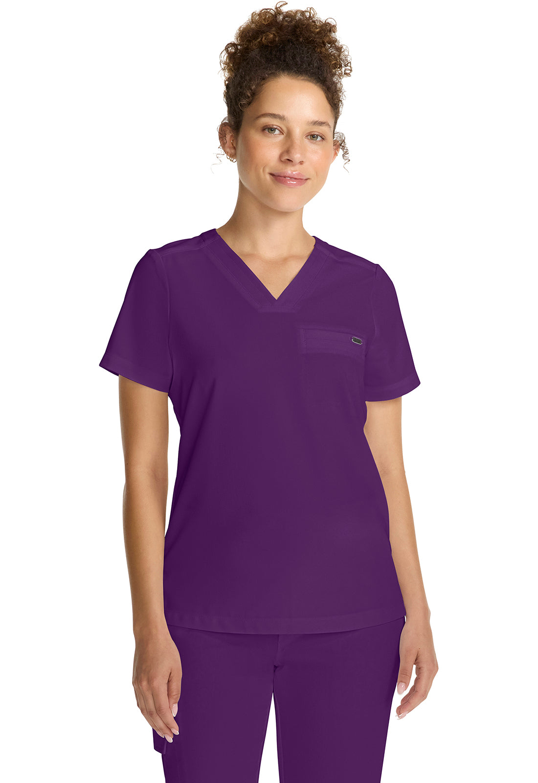 Quest HH755 Women's Tuck-in V-Neck Scrub Top Eggplant