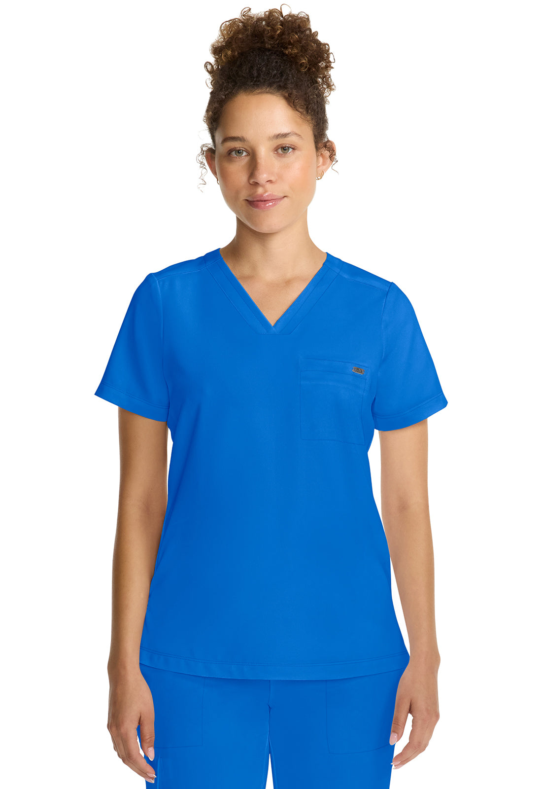 Healing Hands Model Image Women's Tuck-in V-Neck Top In Color Royal Image 1