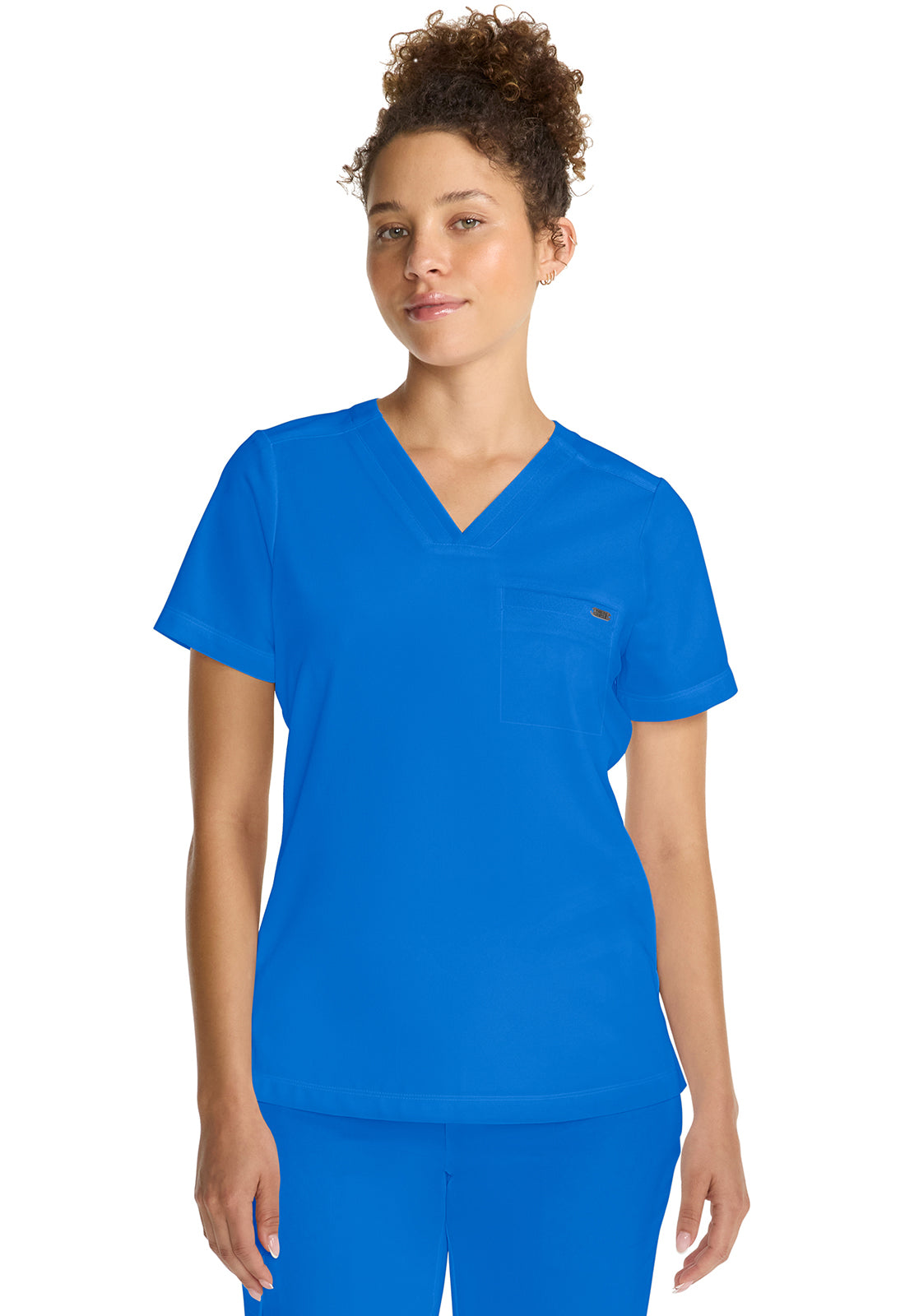 Healing Hands Model Image Women's Tuck-in V-Neck Top In Color Royal Image 2