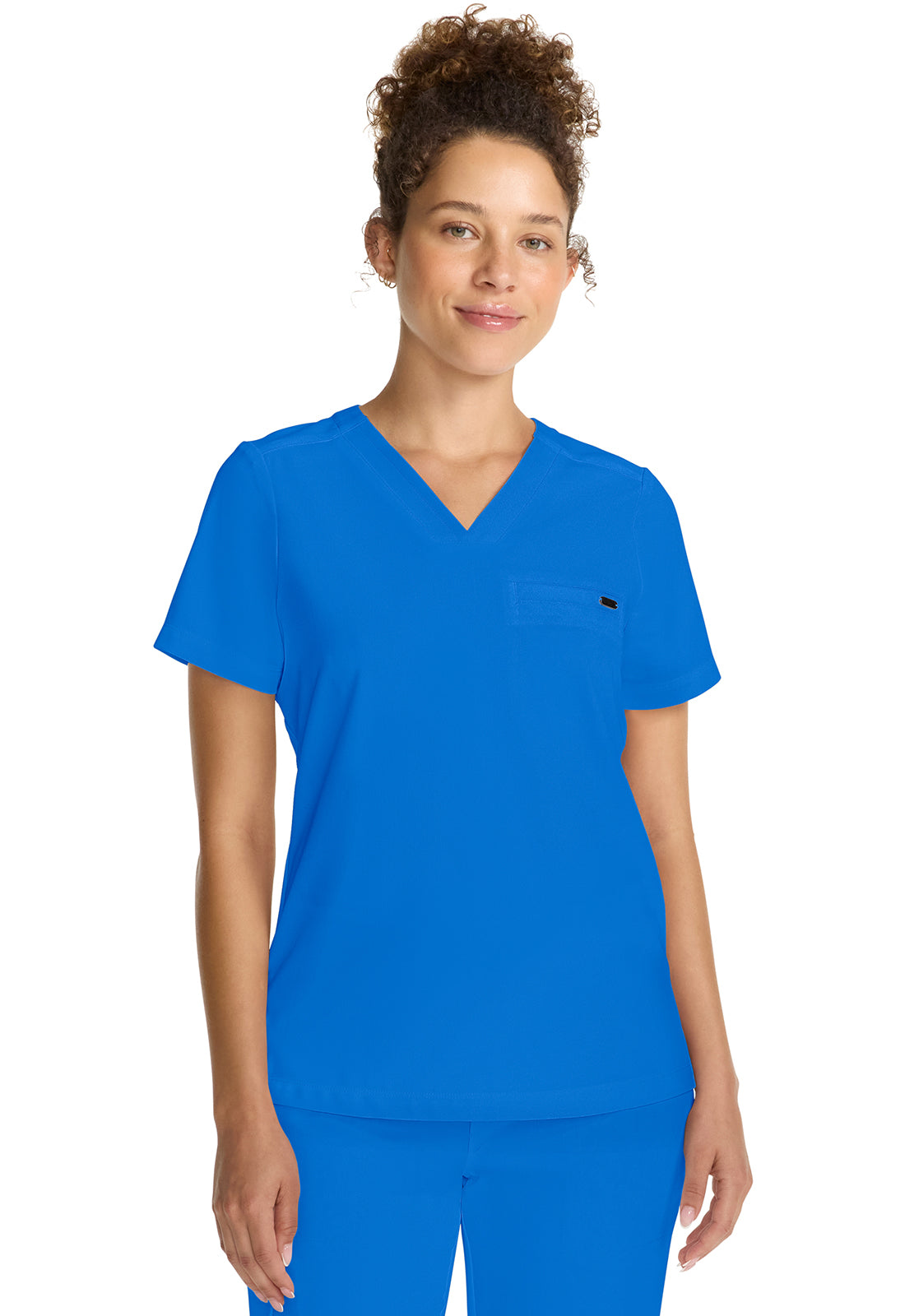 Healing Hands Model Image Women's Tuck-in V-Neck Top In Color Royal Image 4