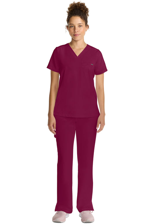 Quest HH755 Women's Tuck-in V-Neck Scrub Top Wine