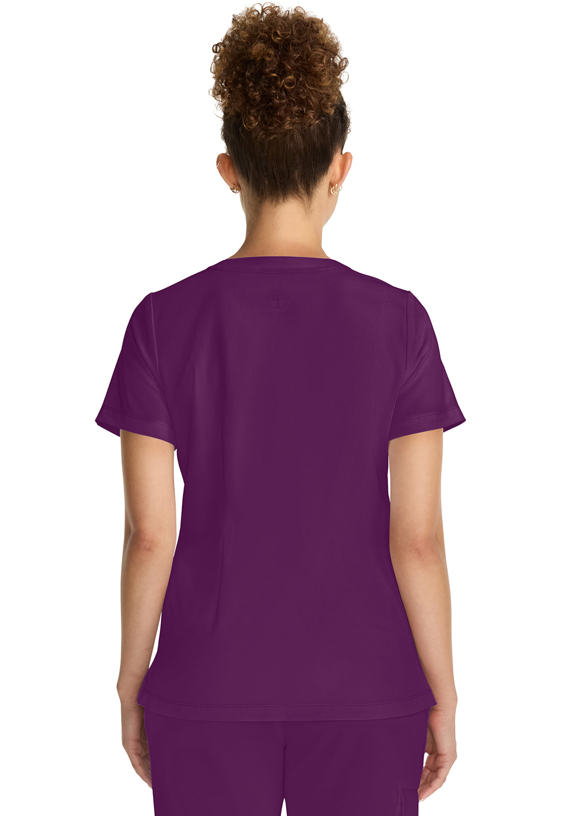 Healing Hands Model Image Women's Tuck-in V-Neck Top In Color Wine Image 3