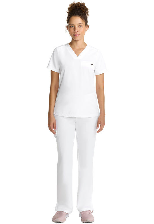 Quest HH755 Women's Tuck-in V-Neck Scrub Top White Gardenia