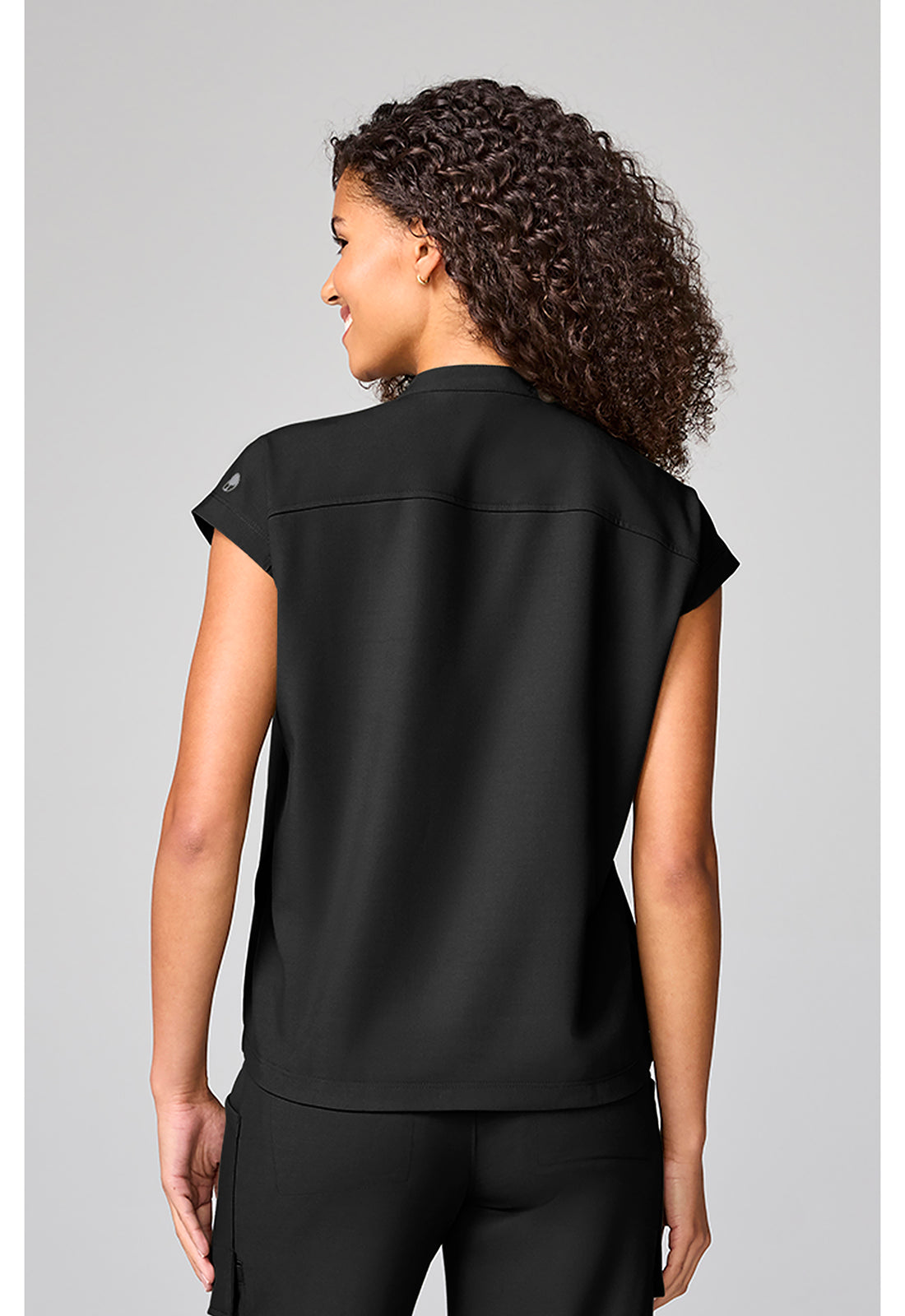 Quest HH757 Women's Mandarin Collar Scrub Top Black