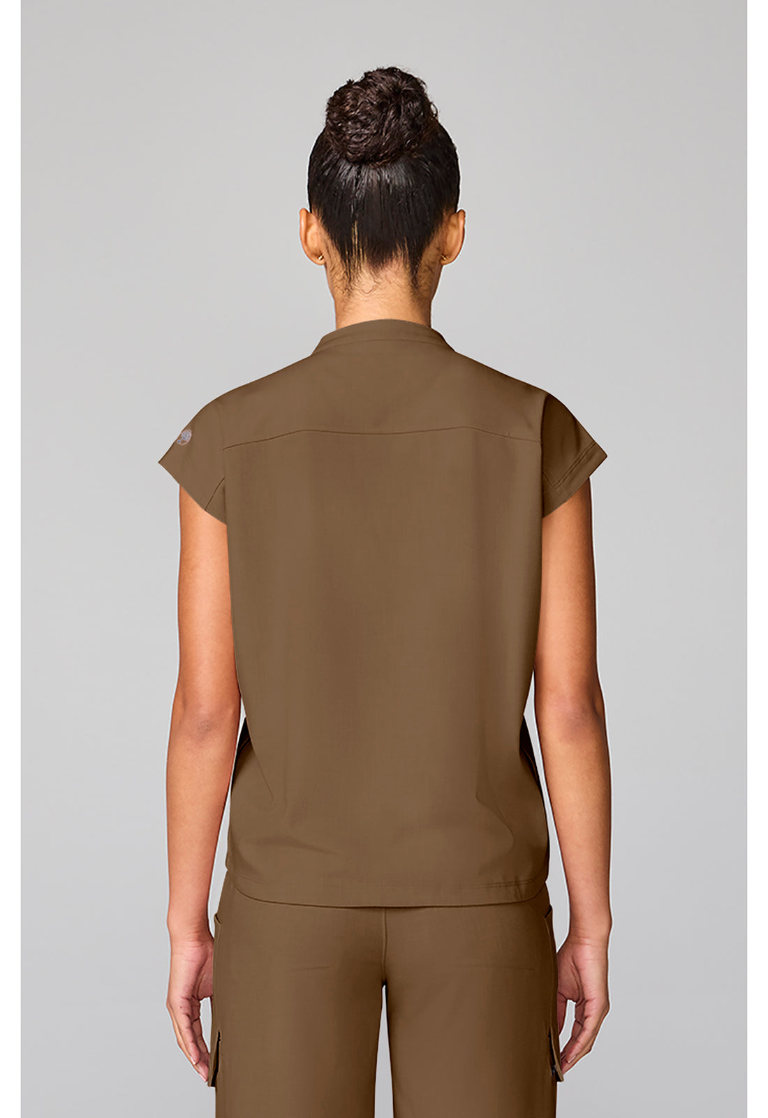 Quest HH757 Women's Mandarin Collar Scrub Top French Brown