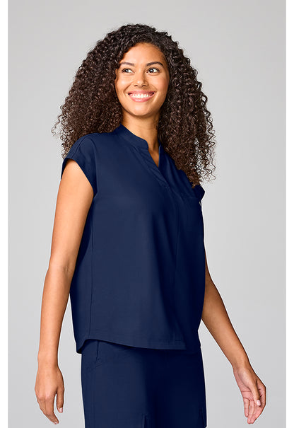 Quest HH757 Women's Mandarin Collar Scrub Top Navy