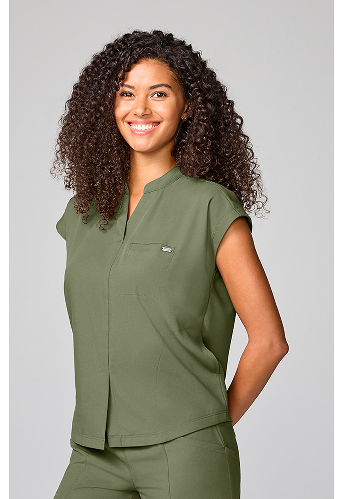 Quest HH757 Women's Mandarin Collar Scrub Top image 3