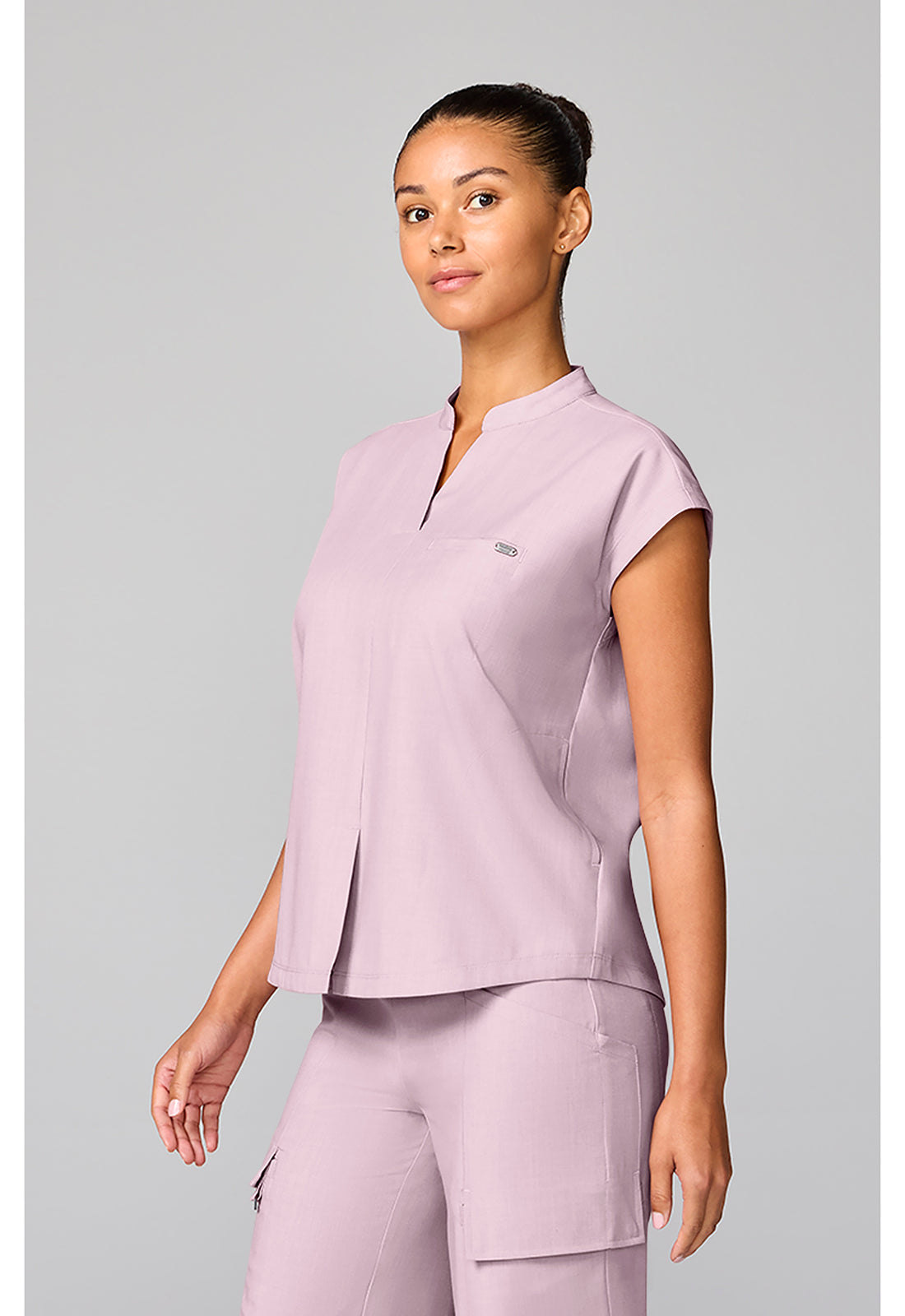 Quest HH757 Women's Mandarin Collar Scrub Top Pink Pearl