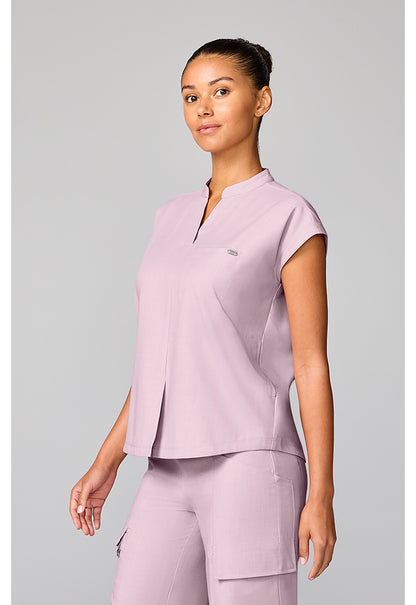 Quest HH757 Women's Mandarin Collar Scrub Top Pink Pearl