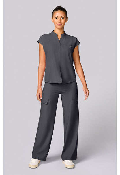 Quest HH757 Women's Mandarin Collar Scrub Top Pewter