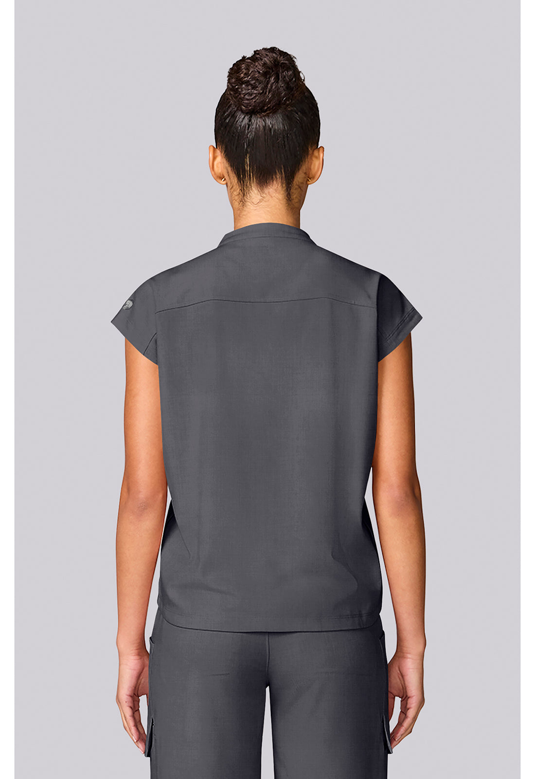 Quest HH757 Women's Mandarin Collar Scrub Top Pewter