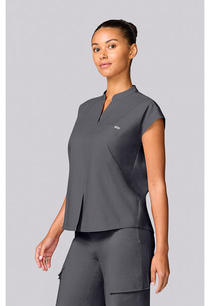 Quest HH757 Women's Mandarin Collar Scrub Top Pewter