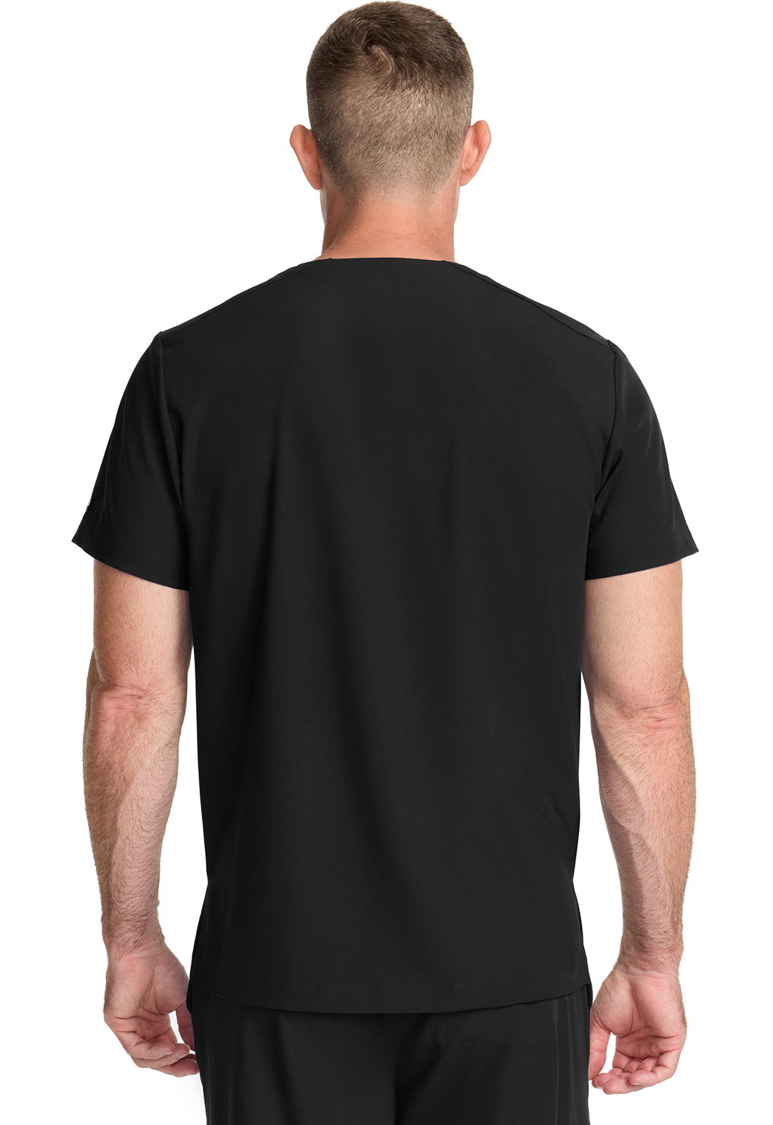 Healing Hands Model Image Men's 1 Pocket V-Neck Top In Color Black Image 3