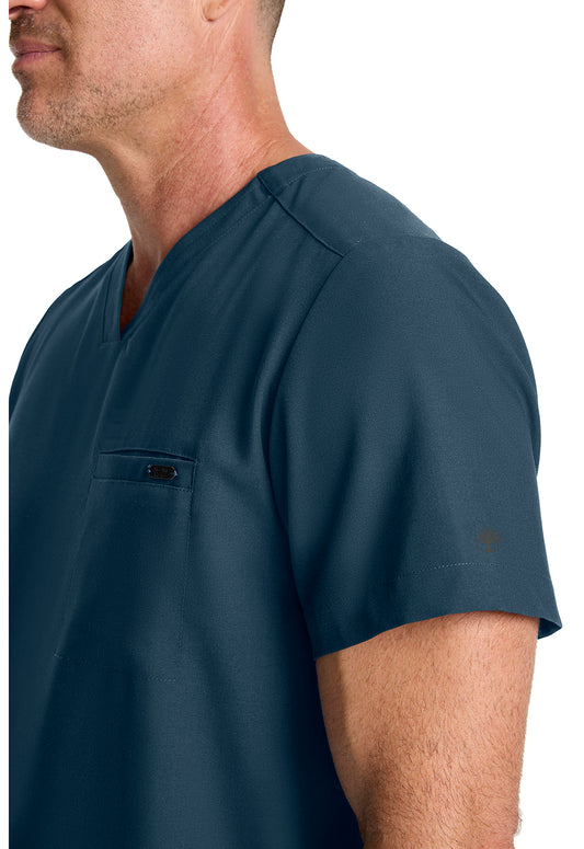 Quest HH758 Men's 1-Pocket V-Neck Scrub Top Caribbean