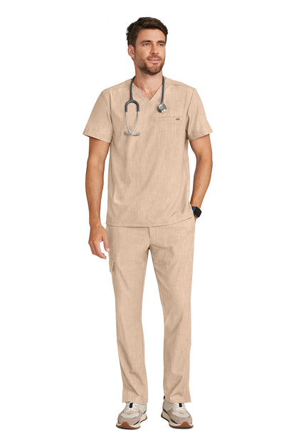 Quest HH758 Men's 1-Pocket V-Neck Scrub Top Desert Taupe