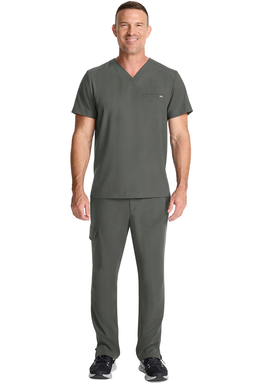 Quest HH758 Men's 1-Pocket V-Neck Scrub Top Pewter