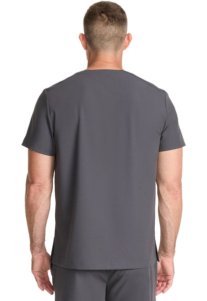 Healing Hands Model Image Men's 1 Pocket V-Neck Top In Color Pewter Image 3