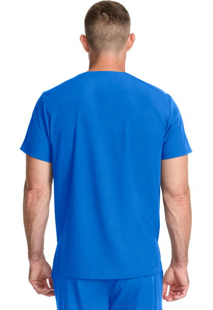 Healing Hands Model Image Men's 1 Pocket V-Neck Top In Color Royal Image 3