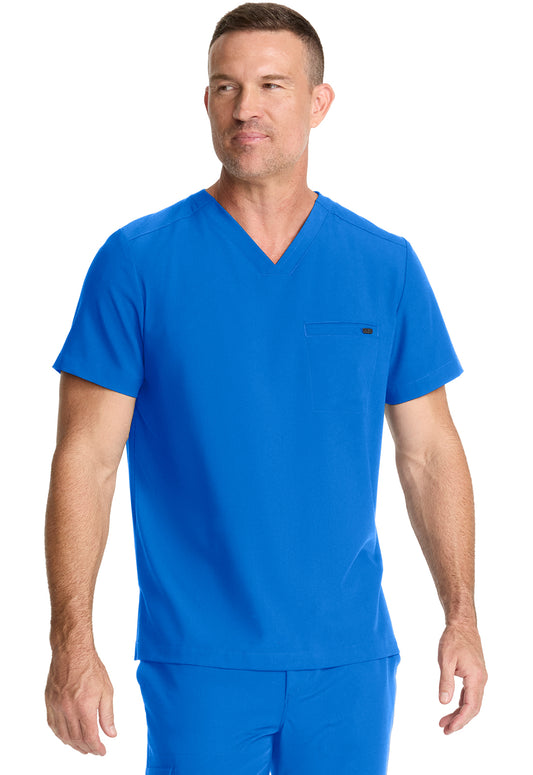 Healing Hands Model Image Men's 1 Pocket V-Neck Top In Color Royal Image 4