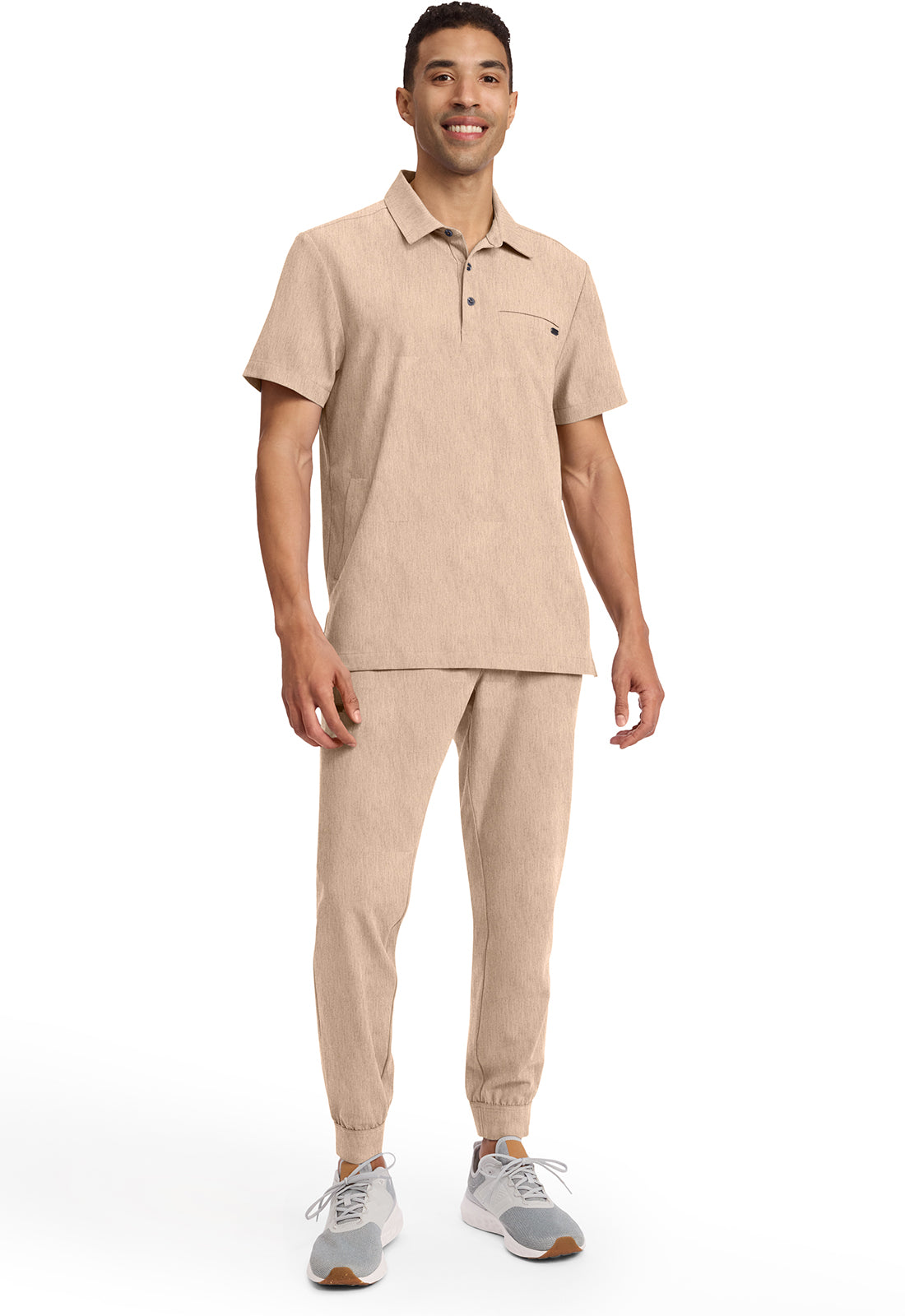 Quest HH759 Men's 3-Pocket Polo Collar Scrub Top Desert Taupe