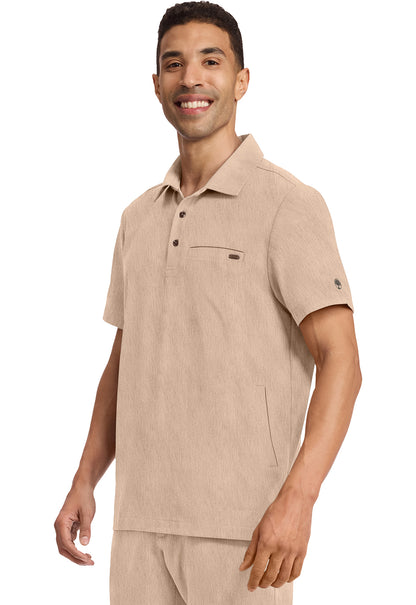 Quest HH759 Men's 3-Pocket Polo Collar Scrub Top Desert Taupe