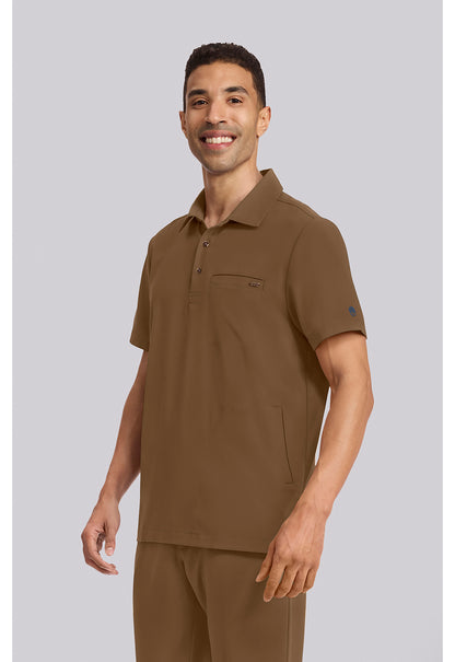 Quest HH759 Men's 3-Pocket Polo Collar Scrub Top French Brown