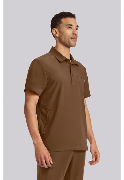 Quest HH759 Men's 3-Pocket Polo Collar Scrub Top French Brown
