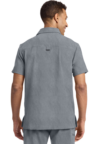 Quest HH759 Men's 3-Pocket Polo Collar Scrub Top Heather Ash