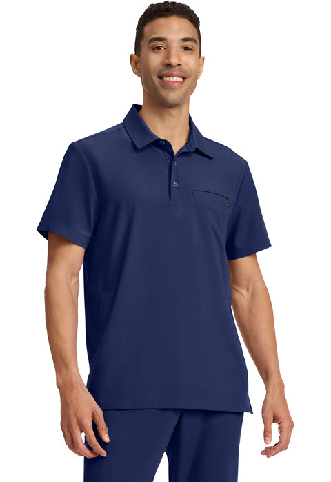 Quest HH759 Men's 3-Pocket Polo Collar Scrub Top Navy
