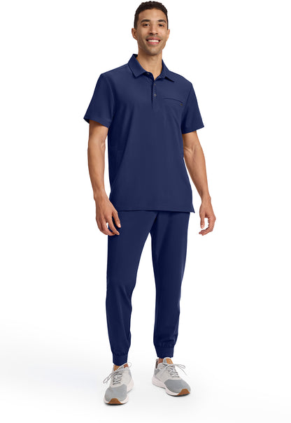 Quest HH759 Men's 3-Pocket Polo Collar Scrub Top Navy