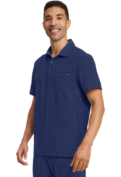 Quest HH759 Men's 3-Pocket Polo Collar Scrub Top Navy