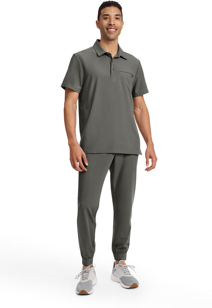 Quest HH759 Men's 3-Pocket Polo Collar Scrub Top Pewter