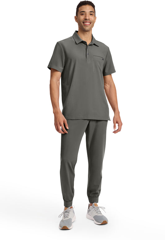 Quest HH759 Men's 3-Pocket Polo Collar Scrub Top Pewter