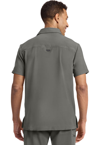 Quest HH759 Men's 3-Pocket Polo Collar Scrub Top Pewter