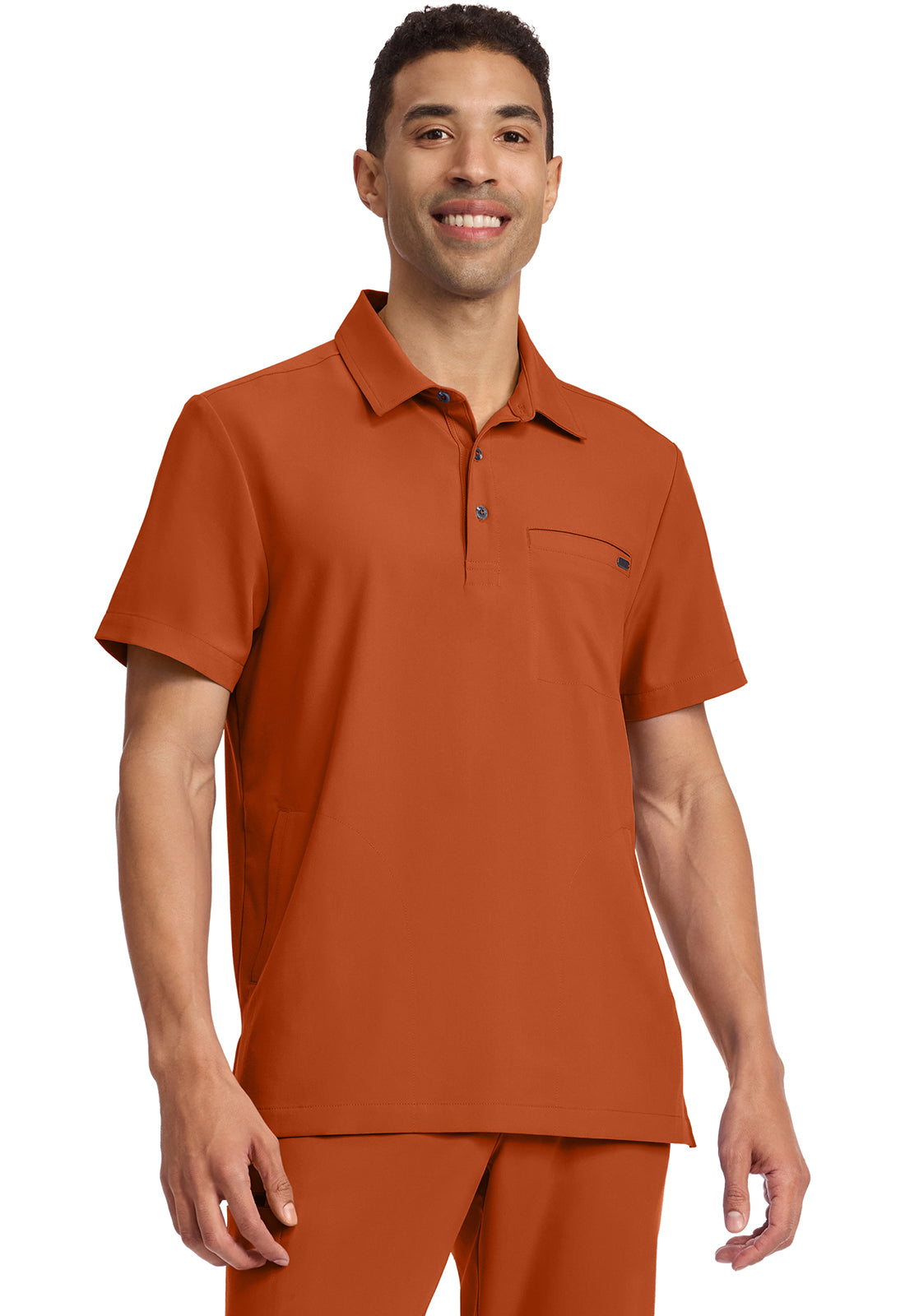 Quest HH759 Men's 3-Pocket Polo Collar Scrub Top Warm Sunrise