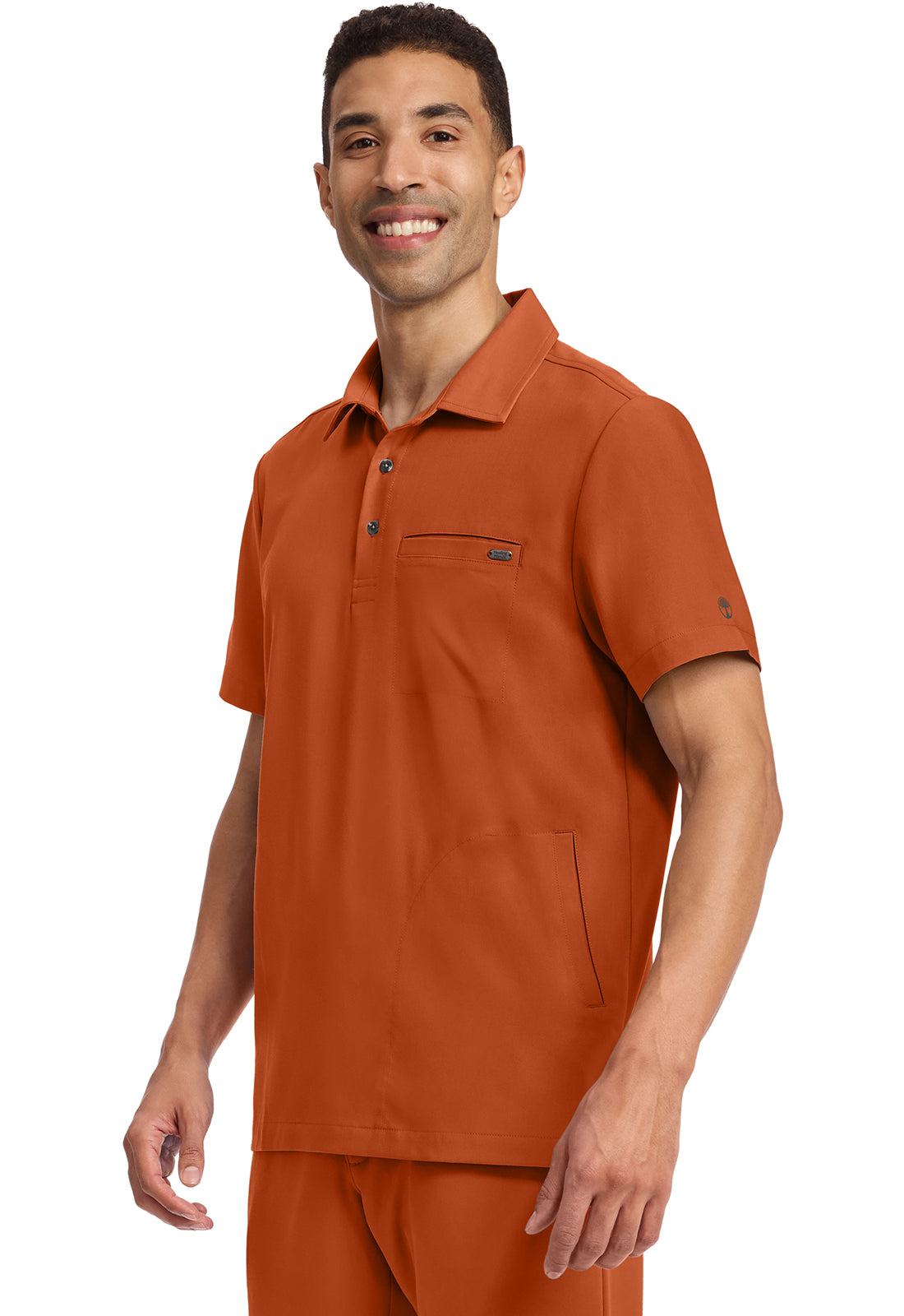 Quest HH759 Men's 3-Pocket Polo Collar Scrub Top Warm Sunrise