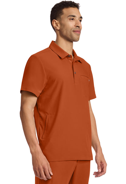 Quest HH759 Men's 3-Pocket Polo Collar Scrub Top Warm Sunrise