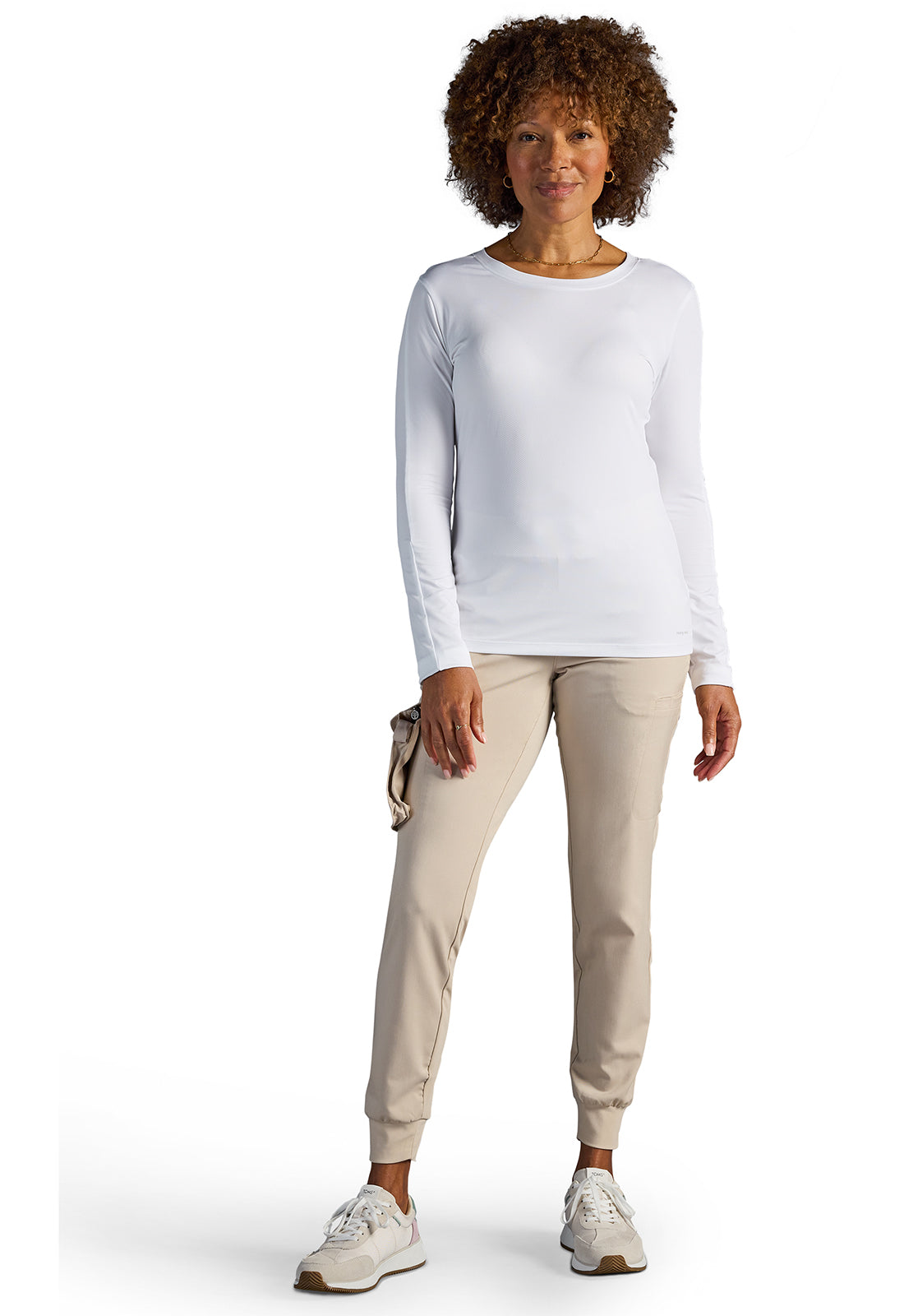 X DR KWANE HH809 Valerie Long Sleeve Scoop Neck Tee Shirt White