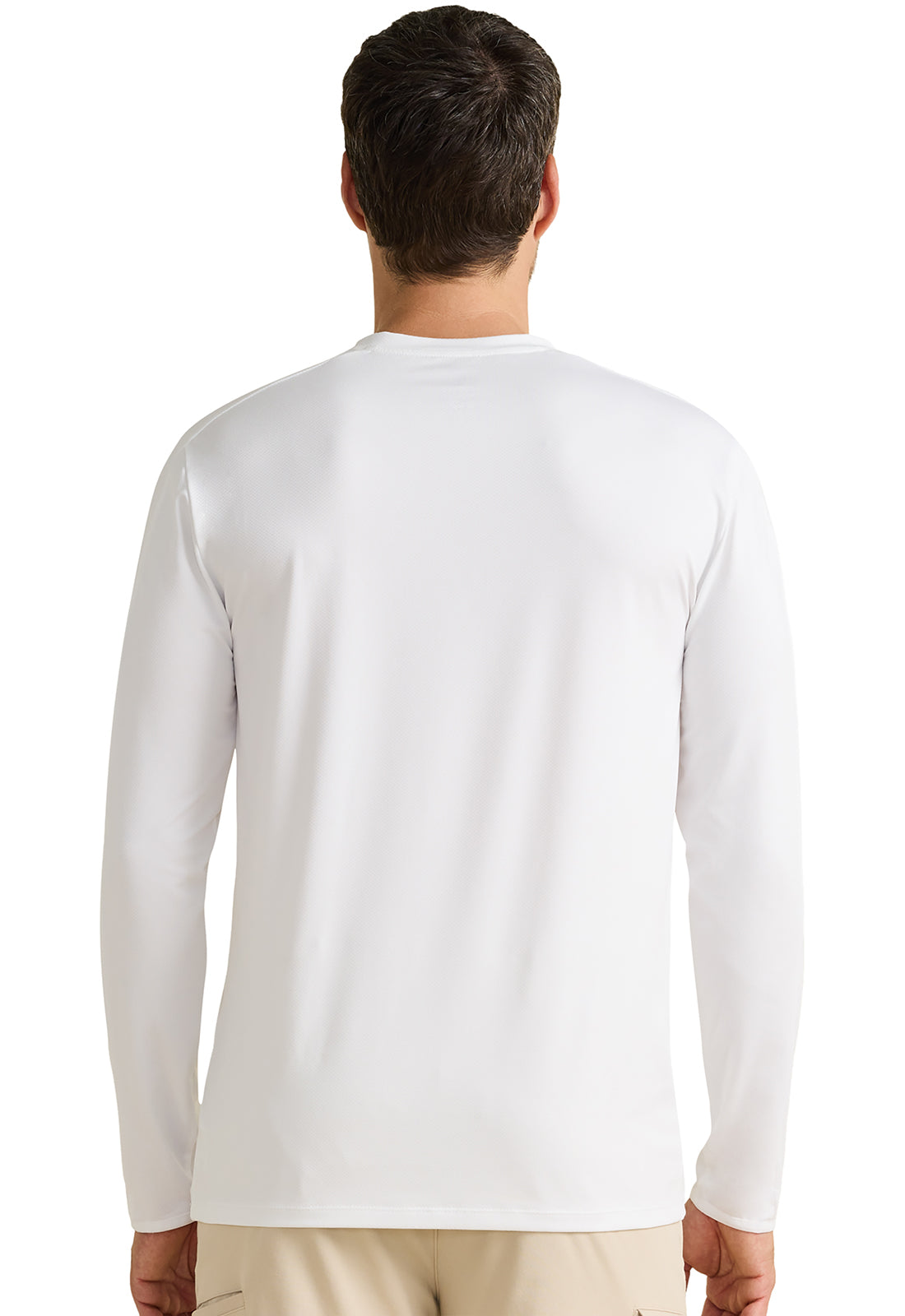 X DR KWANE HH810 Vaughn Men's Long Sleeve Crew Neck Tee White Model Image Back | Healing Hands