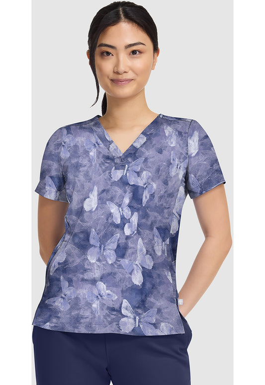 Prints HH906 Women's Briana Print Scrub Top Butterfly Spirit