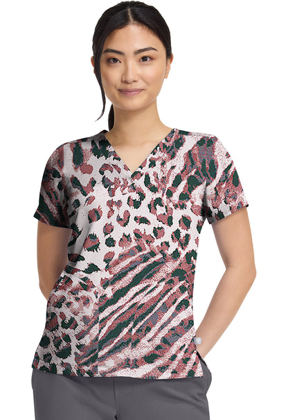 HH Prints HH906 Women's Briana Print Scrub Top Cool Cattitude