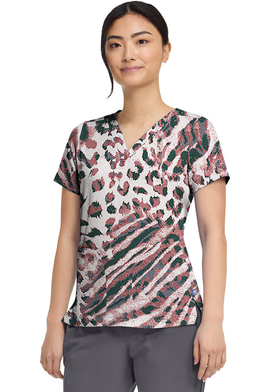HH Prints HH906 Women's Briana Print Scrub Top Cool Cattitude